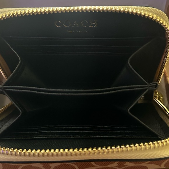 Coach Pink and Tan Signature Zip Card Case with Gold Hardware - Picture 5 of 5
